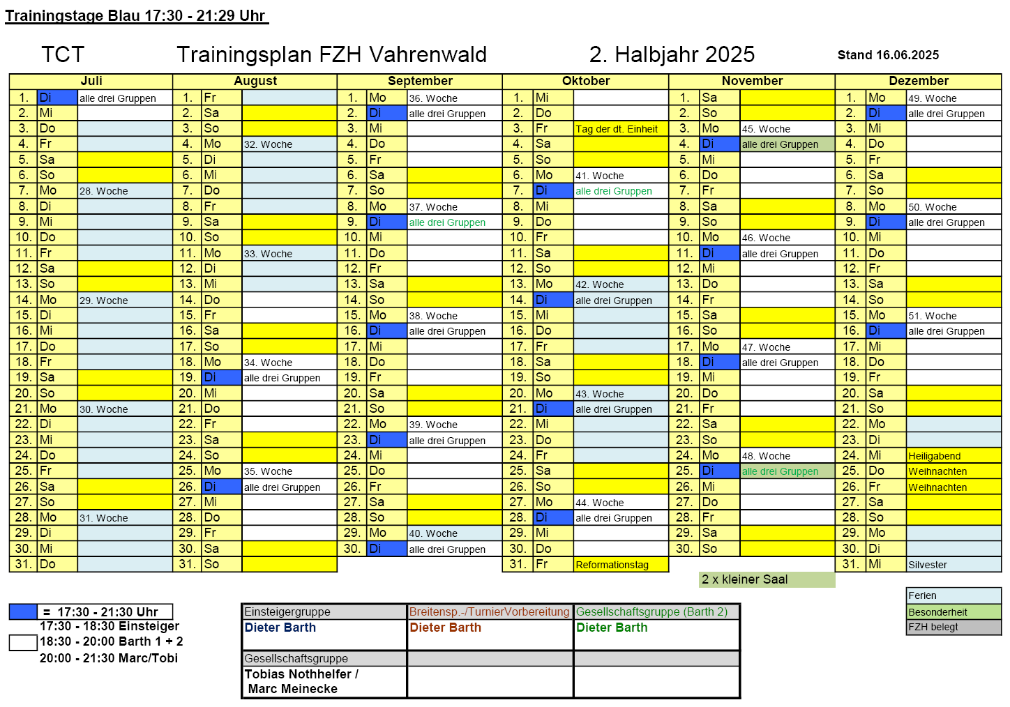 Trainingsplan 2. Halbjahr 2025 als Bild